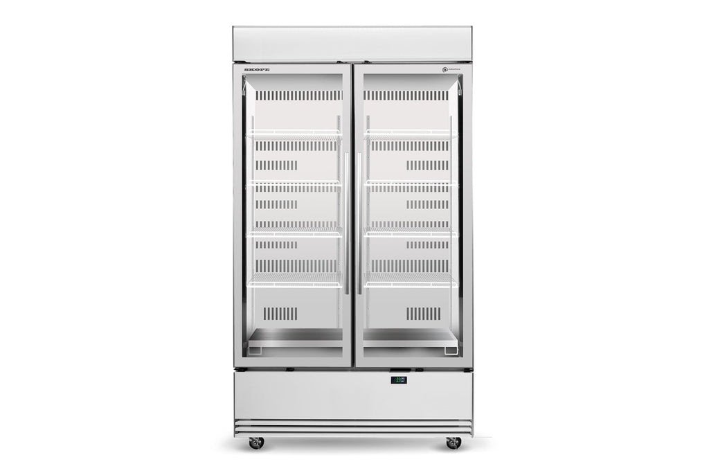 Skope BME1200N-AC 2 Glass Door Display or Storage Fridge, Lit Sign