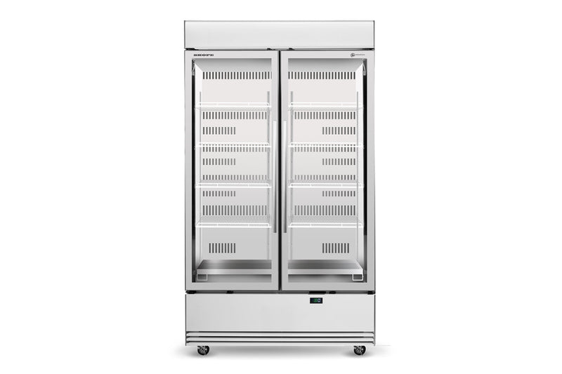 Skope BME1200N-AC 2 Glass Door Display or Storage Fridge, Lit Sign