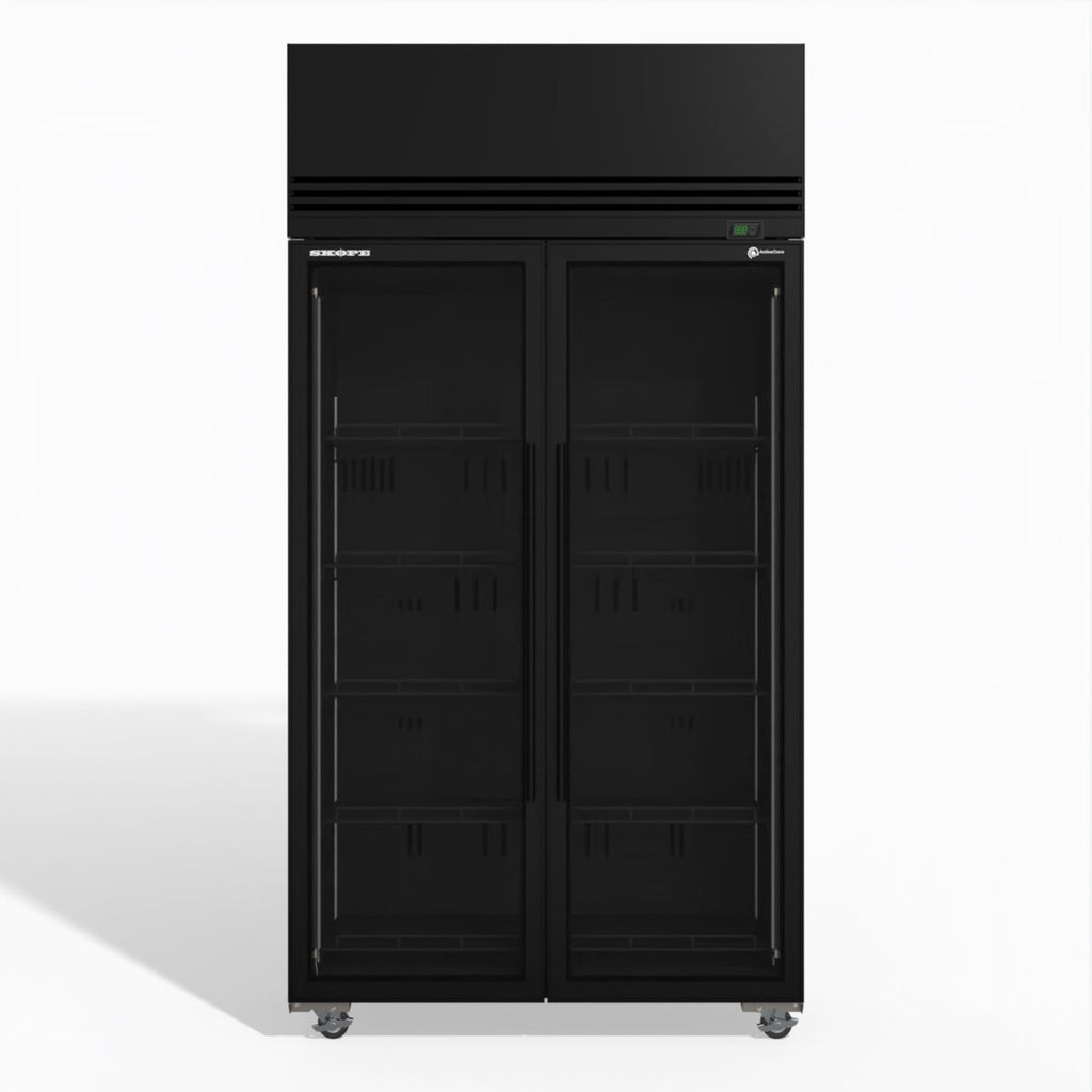 SKFT1000N-A 2 Glass Door Upright Display or Storage Freezer- Skope SKFT1000N-A-BLACK