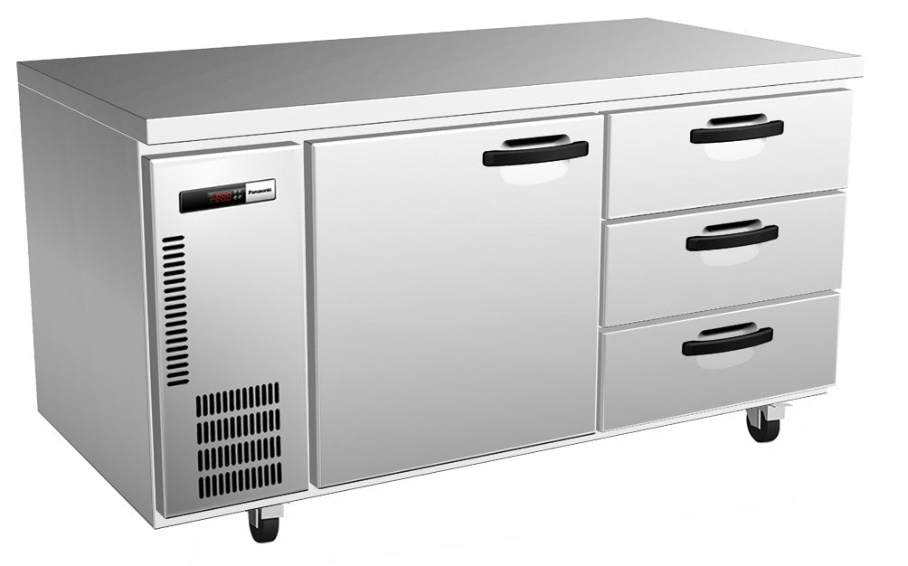 Two Solid Door Underbench Fridge - 393L - - Panasonic SUR-1571HP-DW