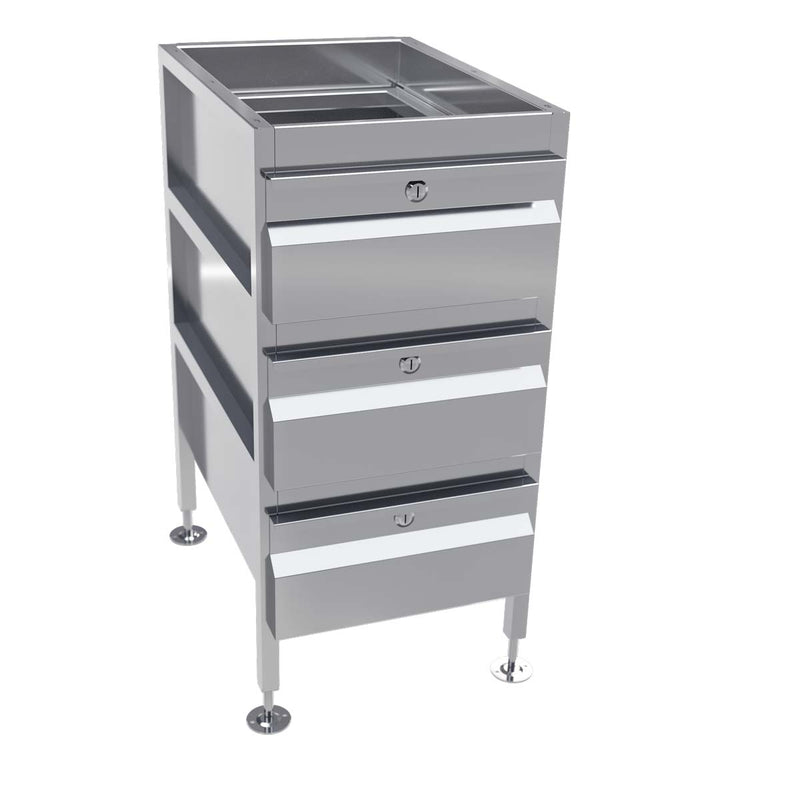 Gastronorm Freestanding Stainless Steel Drawer Unit - 3 drawers- 3Monkeez AB-3DRAW-1G