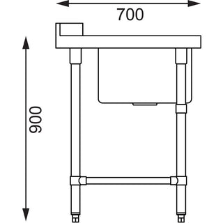 Dishwasher Inlet Table with Sink Outlet - L/H- Vogue DE471