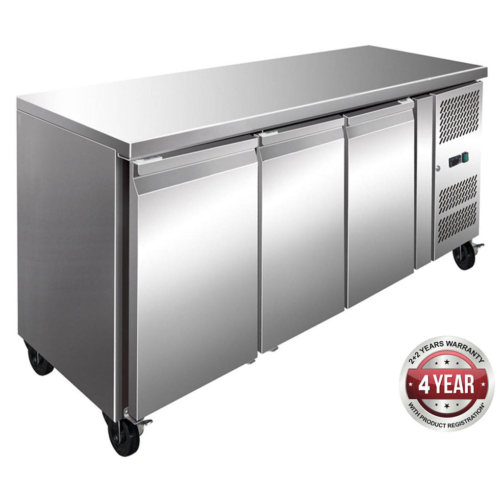 Thermaster S/S Three Door Bench Freezer 386L - Benchstar FE3100BT