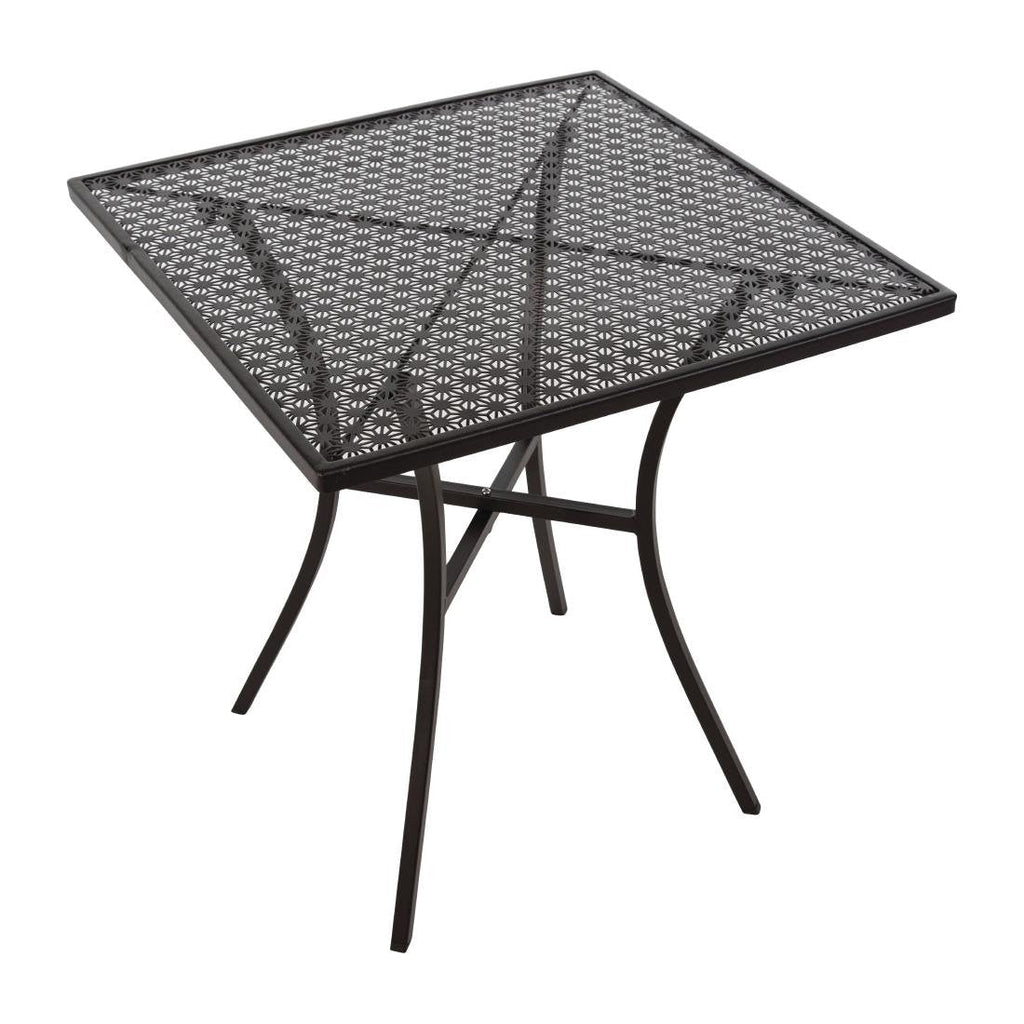 Black Steel Patterned Square Bistro Table 700mm- Bolero GG706