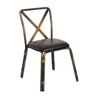 Antique Copper Steel Chairs with Black PU Seat (Pack of 4)- Bolero GM648