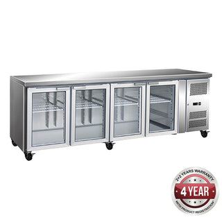 4 Glass Door Gastronorm Bench Fridge - Thermaster GN4100TNG