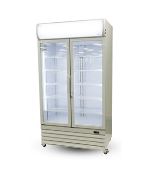 Thermaster Large Two Glass Door Colourbond Upright Drink Fridge LG-1000GE