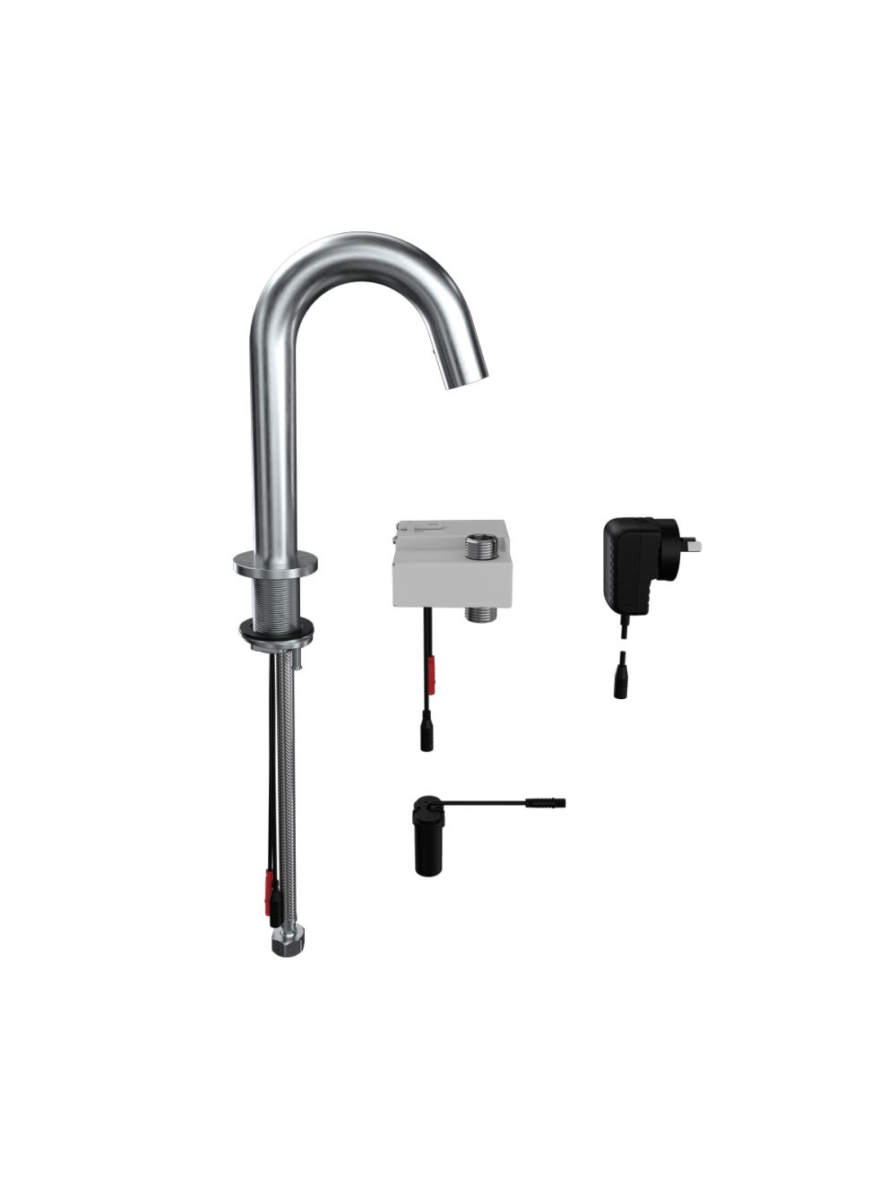 Gooseneck Hob Mounted Infrared Sensor Tap - Mains Operated- 3Monkeez T-3MSS-GHMST21M