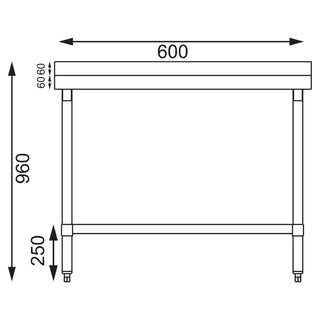 Stainless Steel Prep Table with Splashback- Vogue T383