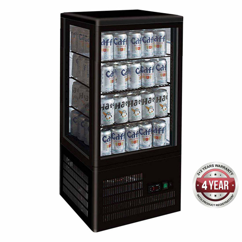 Four-Sided Countertop Beverage Display Fridge Black - Thermaster TCBD78B