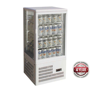 Four-Sided Countertop Beverage Display Fridge White - Thermaster TCBD78W