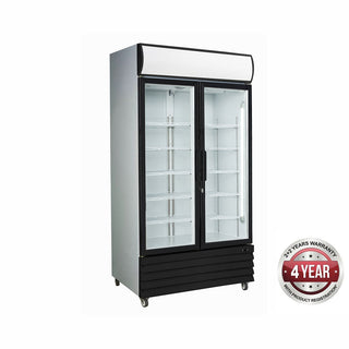 Thermaster Large Two Glass Door Colourbond Upright Drink Fridge Black LG-1000BG